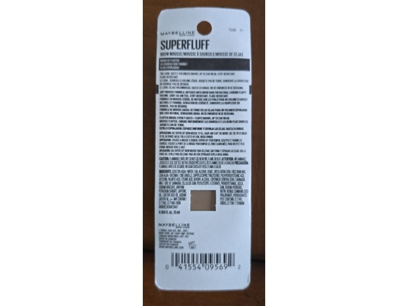 Maybelline New York Superfluff Brow Mousse, Blonde, 0.169 fl oz/5 mL