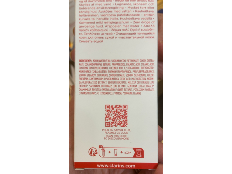 Clarins Soothing Gentle Foaming Cleanser, Alpine Golden Gentian Extract & Shea Butter, 4.2 oz/125 mL