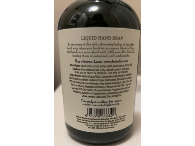Aruba Aloe Liquid Hand Soap, Aloe Vera, 12 fl oz/355 mL