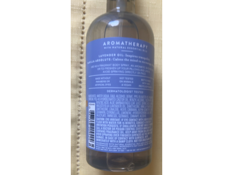 Bath & Body Works Aromatherapy Sleep Pillow + Body Mist, Lavender + Vanilla, 5.3 fl oz/156 mL, 2 Count