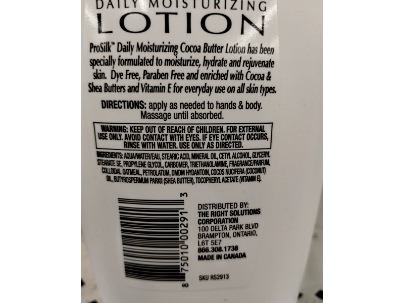 Pro Silk Body Daily Moisturizing Lotion, Cocoa Butter+Vitamin E, 20 fl oz/591 mL