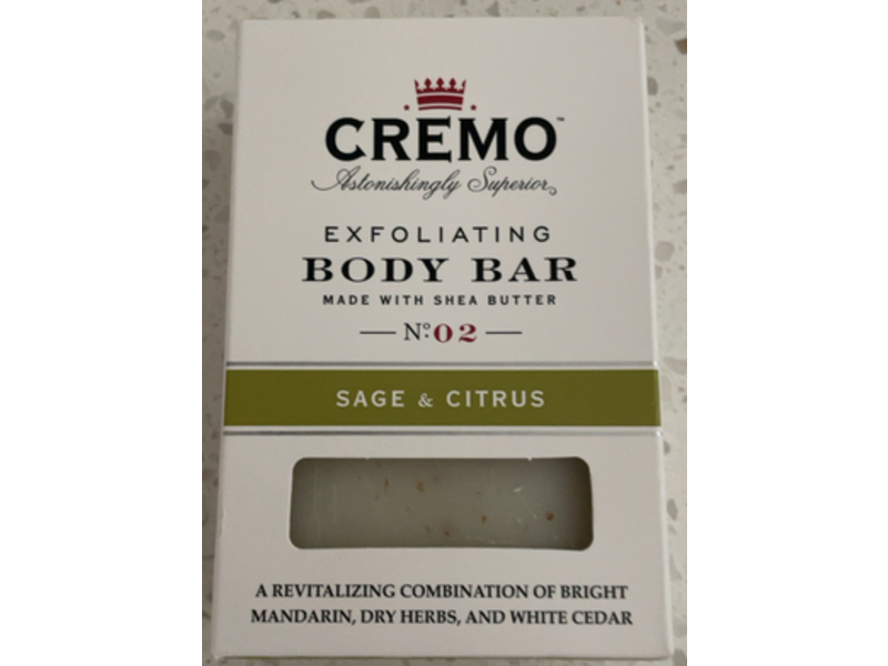Cremo Exfoliating Body Bar, Sage & Citrus, 6.1 oz/170 g