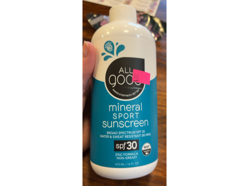 All Good Mineral Sport Sunscreen, SPF 30, 16 fl oz/473 mL
