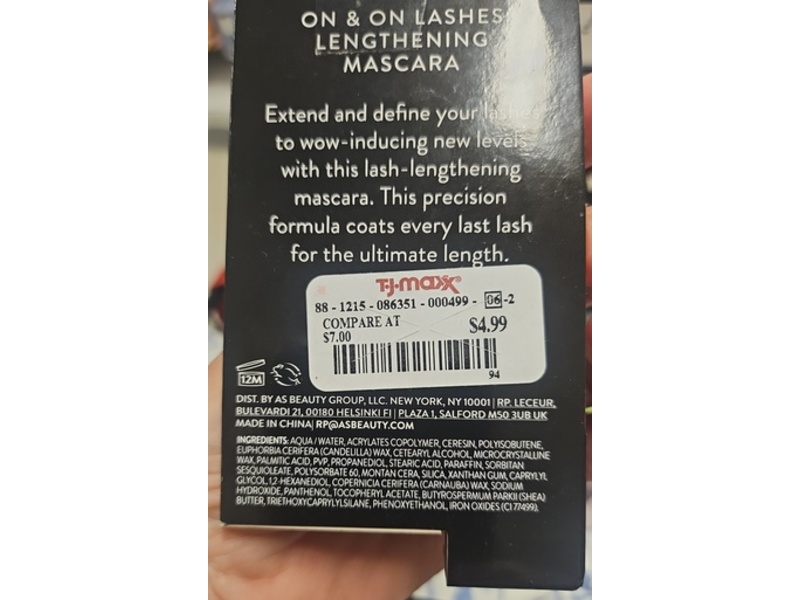 Laura Geller On & On Lashes Lengthening Mascara, Black, 0.3 fl oz/8 mL