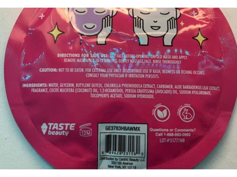 Taste Beauty Face Mask, Chai Tea Scented, 0.67 fl oz/20 mL