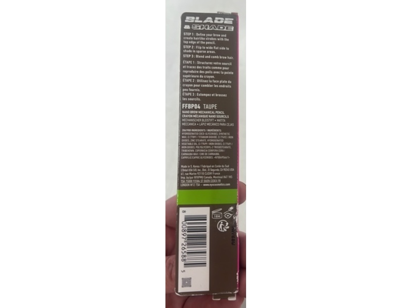 Nyx Prfessional Makeup Blade & Shade, Nano Mechanical Eyebrow Pencil, Taupe, 0.002 oz/0.06 g