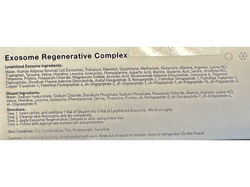 Benev’s Exosome Regenerative Complex, Lyophilized Exosome + Diluent, 20 mg/5 mL