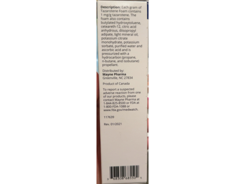 Tazarotene Foam 0.1%, 50 g, Mayne Pharma (Rx)
