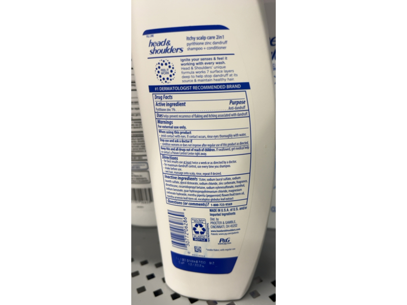 Head & Shoulders 2 In 1 Dandruff Shampoo + Conditioner, Itchy Scalp Care, 12.5 fl oz/370 mL