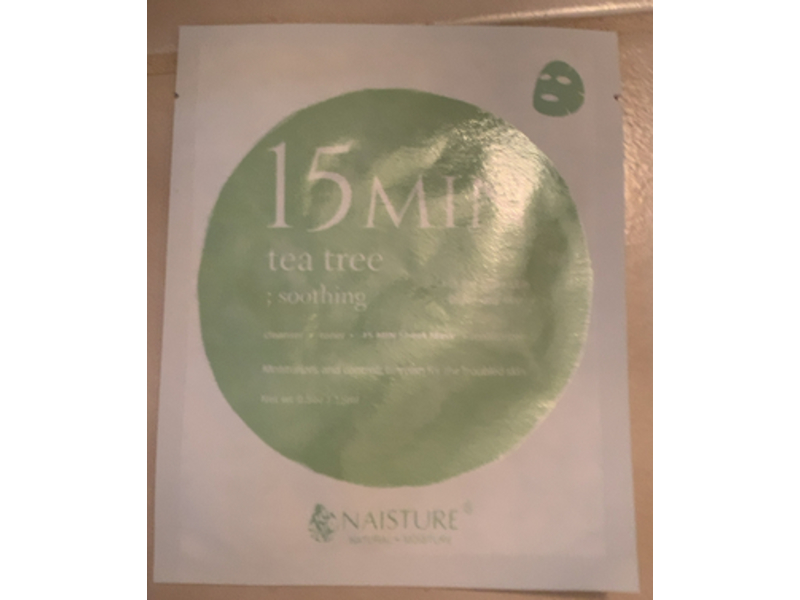 Naisture 15 Min Soothing Sheet Mask, Tea Tree, 0.5 oz/1.5 mL