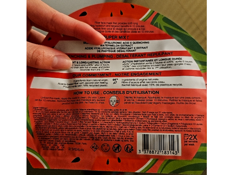 Sephora Quenching & Plumping Effect Face Mask, Watermelon Extract