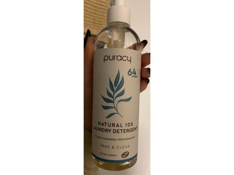 Puracy Liquid Natural 10X Laundry Detergent Refill, Free & Clear, 64 Loads, 16 fl oz/473 mL