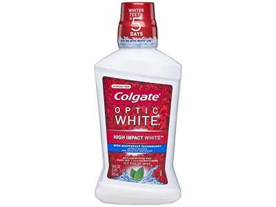 Colgate Optic White Multi-Care Whitening Rinse, Icy Fresh Mint, 16 fl oz/473 mL
