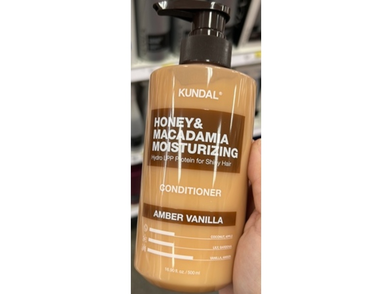 Kundal Honey & Macadamia Moisturizing Conditioner, Amber Vanilla, 16.90 fl oz/500 mL