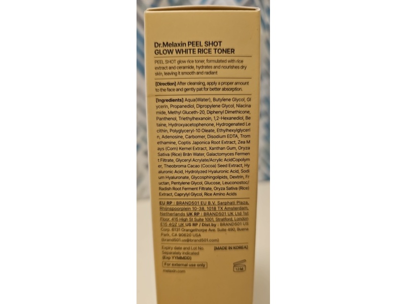 Dr.Melaxin Peel Shot Glow Rice Toner, 6.76 fl oz/200 mL