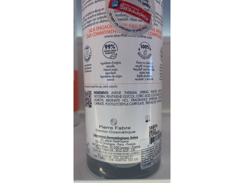 Avene Makeup Removing Micellar Water, 13.5 fl oz /400 mL