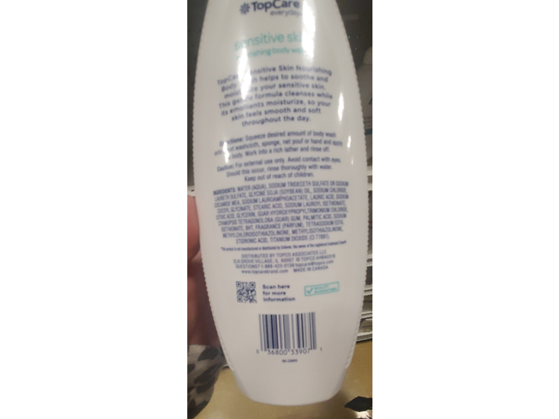 TopCare Sensitive Skin Nourishing Body Wash, 24 fl oz/710 mL