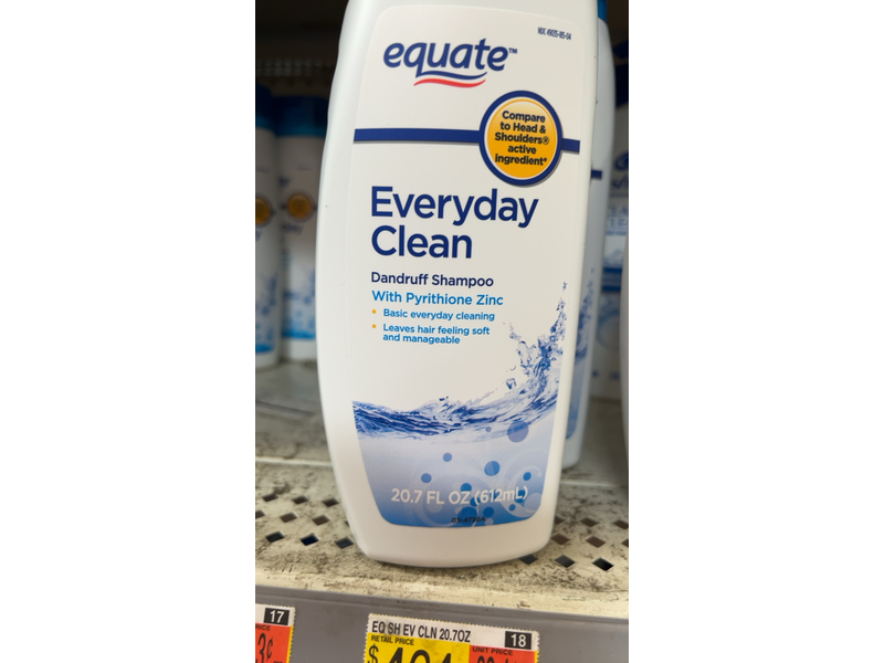 Equate Everyday Clean Dandruff Shampoo with Pyrithione Zinc, 20 fl oz/612 mL
