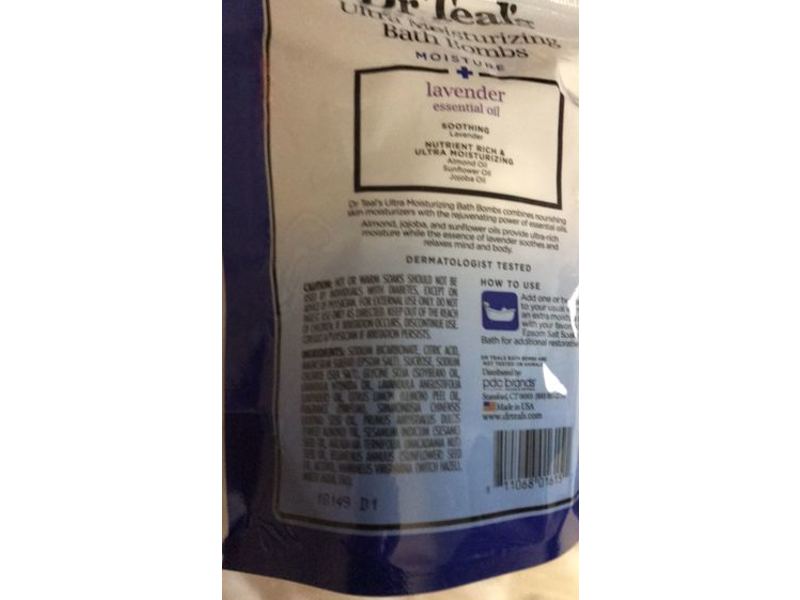 Dr Teal's Ultra Moisturizing Bath Bomb, Lavender, 1.6 oz/45 g