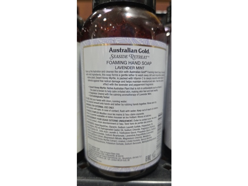 Australian Gold Seaside Retreat Foaming Hand Soap, Lavender Mint, 7.5 fl oz/221 mL