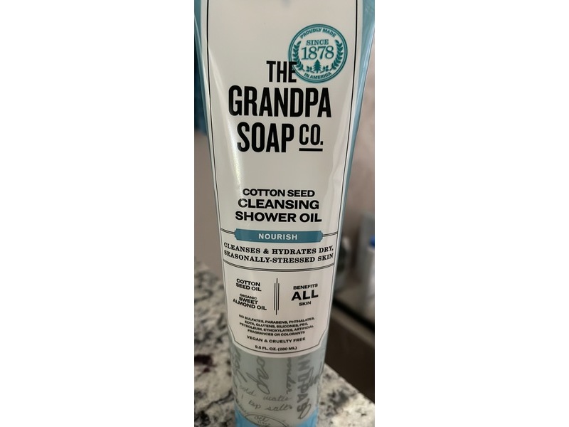 The Grandpa Soap Co. Cleansing Shower Oil, Cotton Seed Oil & Organic Sweet Almond Oil, 9.5 fl oz/280 mL