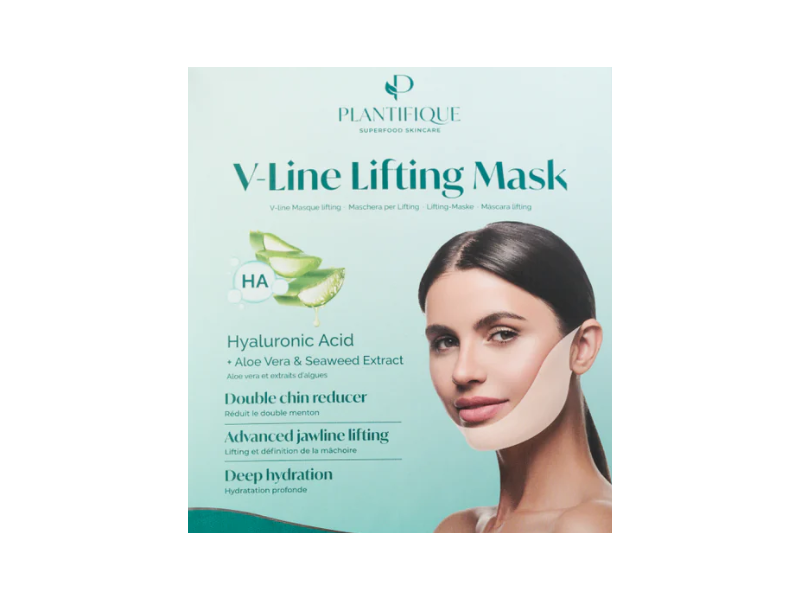 Plantifique V-Line Lifting Mask, Hyaluronic Acid + Aloe Vera & Seaweed Extract, 3.88 fl oz/100 g, 1 Count