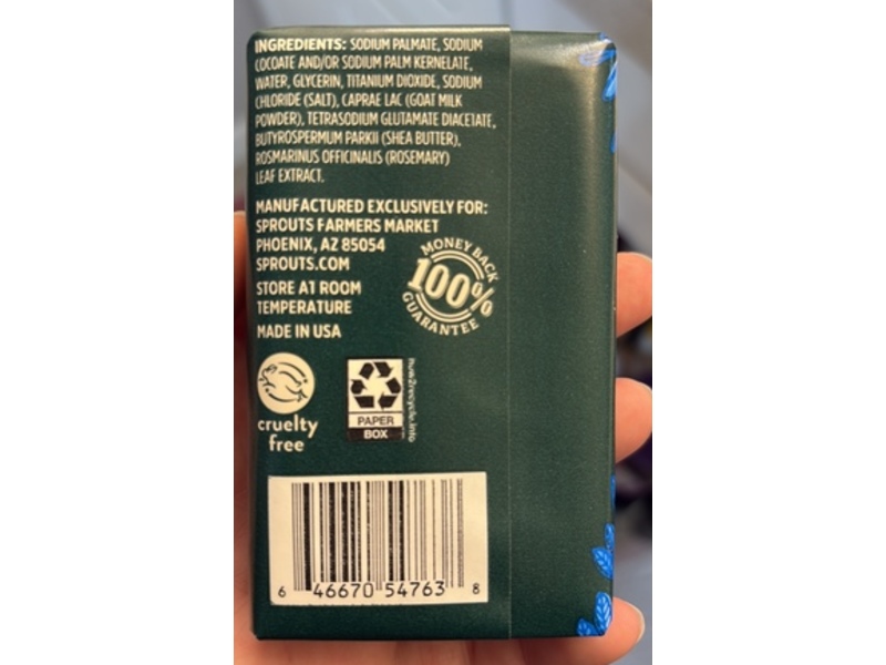 Real Root By Sprouts Moisturizing Bar Soap, Goat Milk, 4 oz/133 g