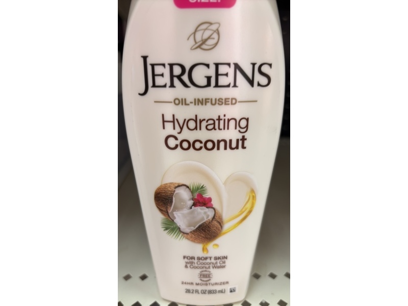 Jergens Hydrating Moisturizer, Coconut, 28.2 fl oz/833 mL