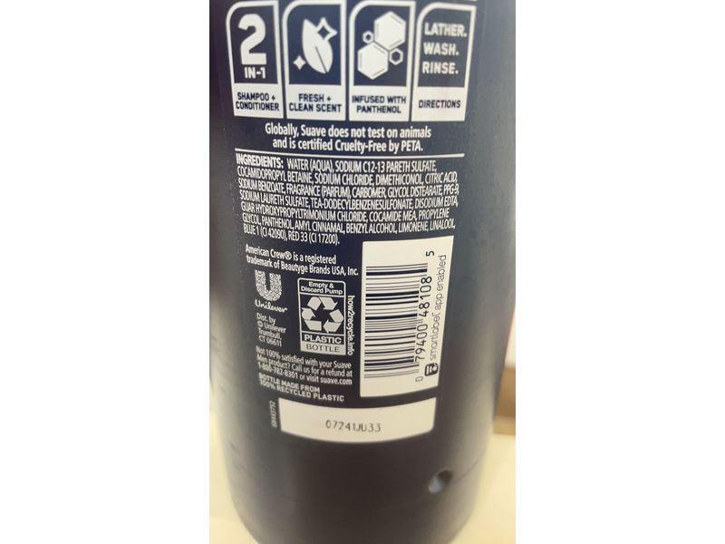 Suave Professionals Men 2-In-1 Shampoo & Conditioner, Ocean Charge, 40 fl oz/1.18 L