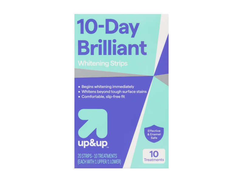 up&up 10-Day Brilliant Whitening Strips, 20 Count