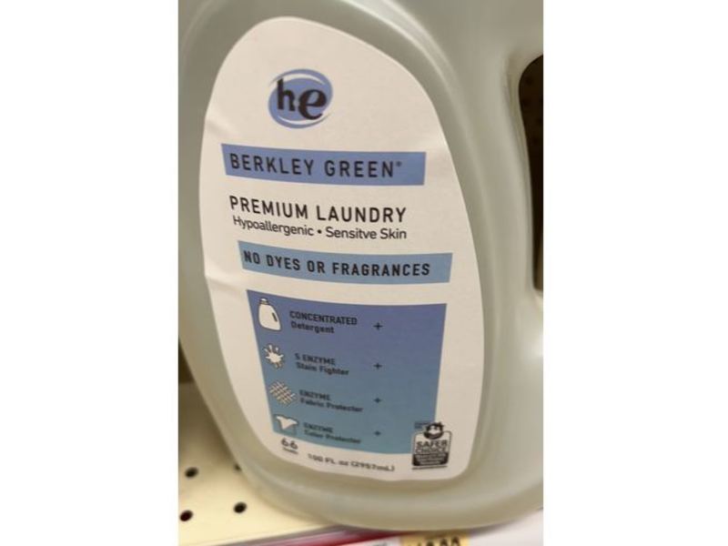Berkley Green He Premium Laundry, Sensitive Skin, 66 Loads, 100 fl oz/2957 ml