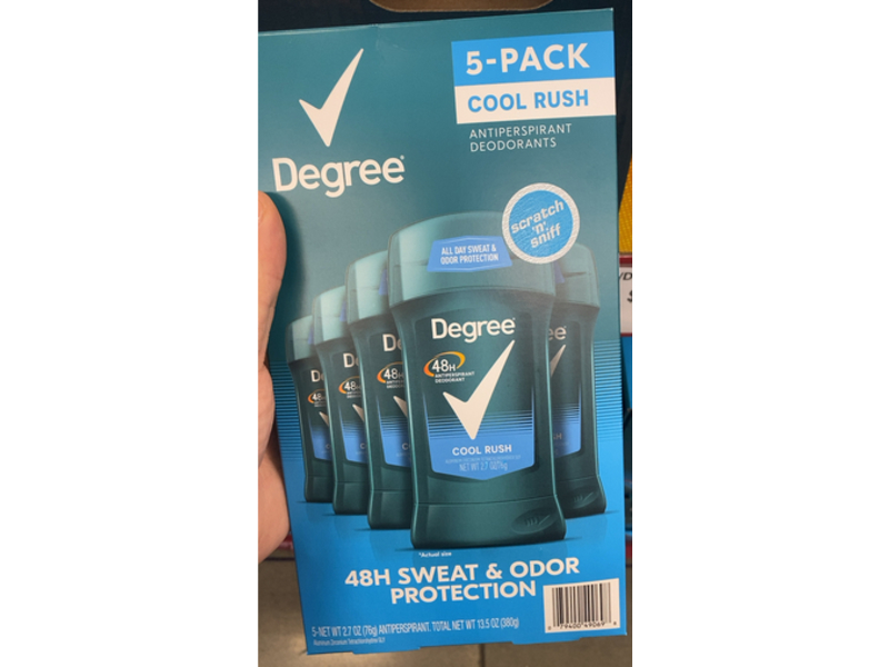 Degree Antiperspirant Deodorant, Cool Rush, 2.7 oz/76 g, Pack Of 5