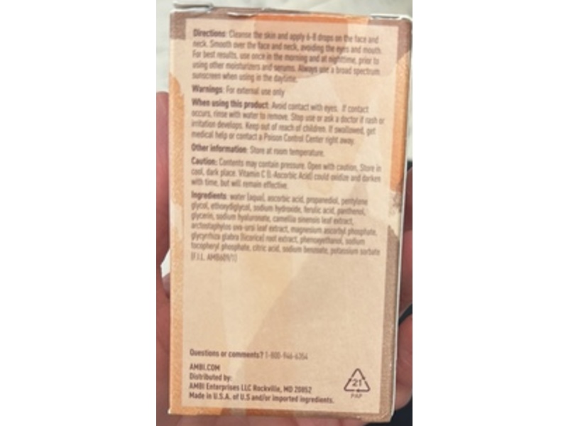 Ambi Even & Clear Glow Serum, Vitamin C, 1 fl oz/30 mL