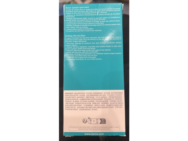 Clarins Paris Soothing After Sun Balm, 5 oz/150 mL