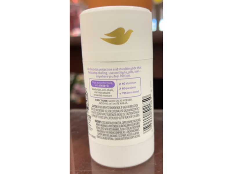 Dove Whole Body Deo Anti-Friction Stick, Coconut & Vanilla, 2.6 oz/74 g