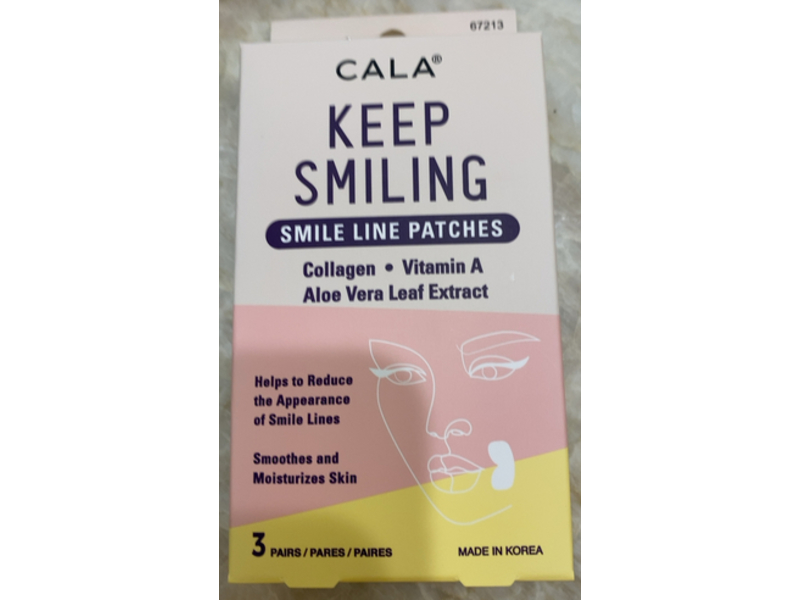 Cala Keep Smiling Smile Line Patches, Vitamin A & Aloe Vera Leaf Extract, 3 Pair