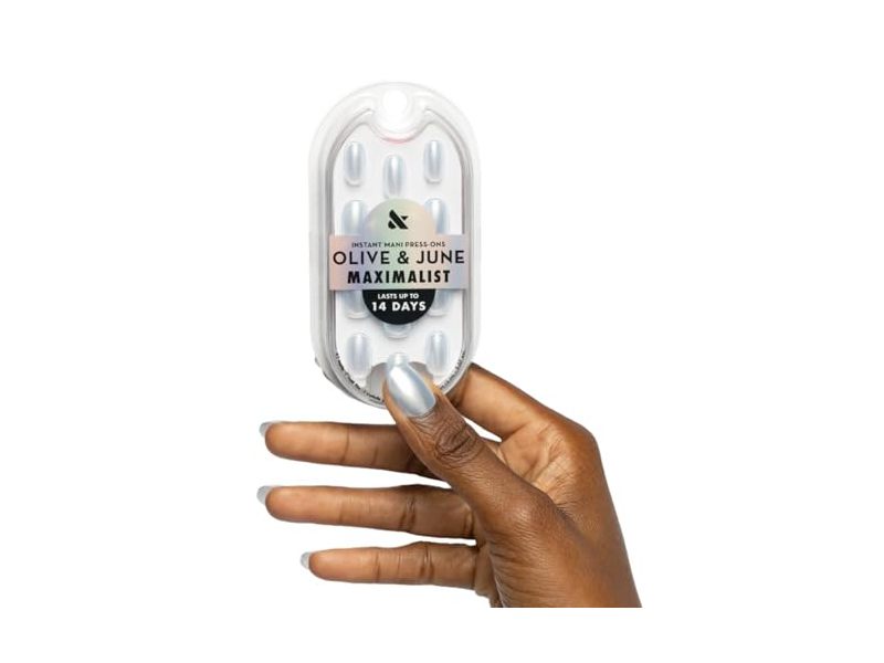 Olive & June Maximalist Instant Mani Press-Ons, Sky Chrome, 0.07 fl oz/2 mL, 42 Count