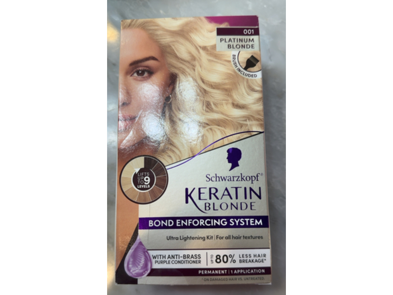 Schwarzkopf Keratin Blonde Permanent Hair Color, 001 Platinum Blonde , 1 Application