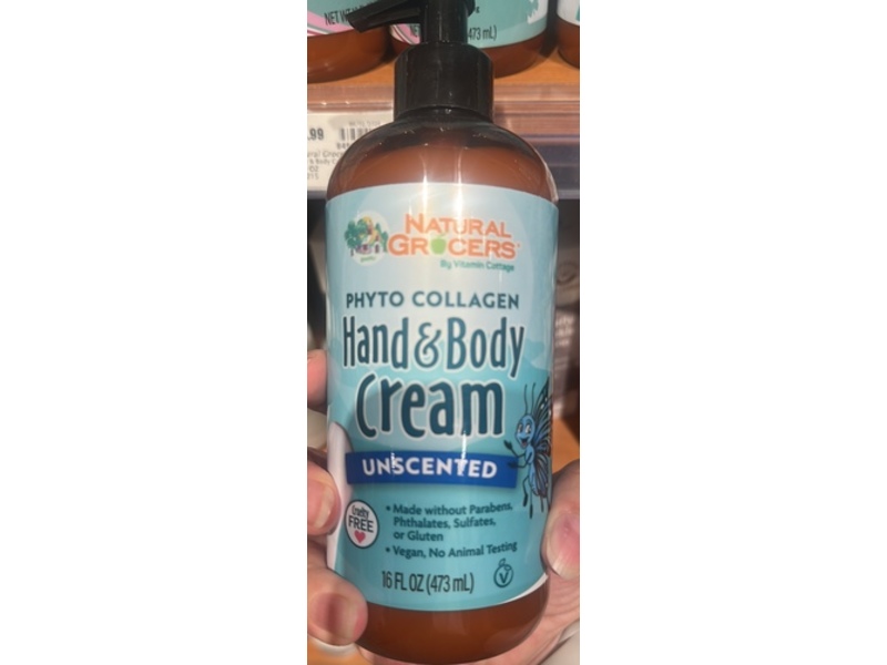 Natural Grocers Phyto Collagen Hand & Body Cream, Unscented, 16 fl oz/473 mL
