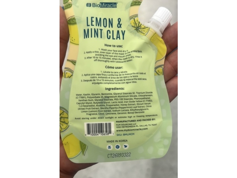 BioMiracle Purify & Invigorate Face Mask, Lemon & Mint Clay, 1.23 oz/35 g