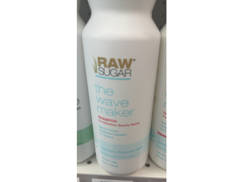 Raw Sugar The Wave Maker Shampoo, Lychee + Coconut Milk, 18 fl oz/532 mL