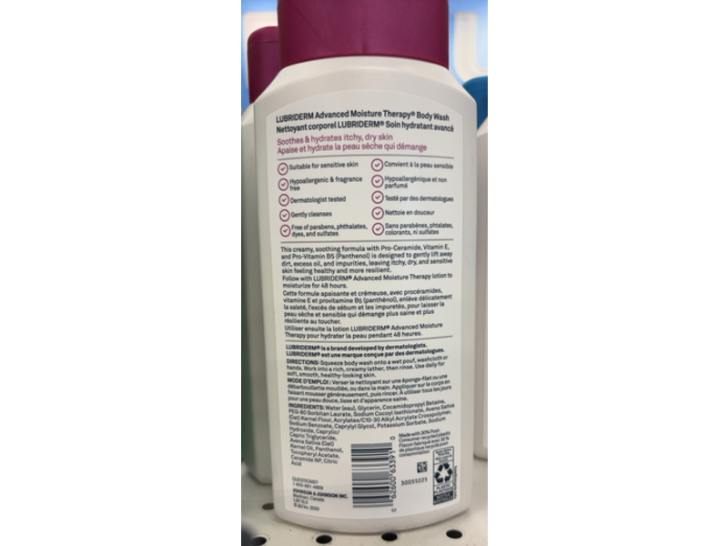 Lubriderm Advanced Moisture Therapy Body Wash, Vitamin E & Pro - Vitamin B5, 16 fl oz/473 mL