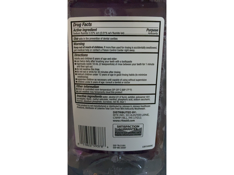 Rite Aid Anticavity Fluoride Rinse, Eucalyptus Mint, 33.8 fl oz/1 L