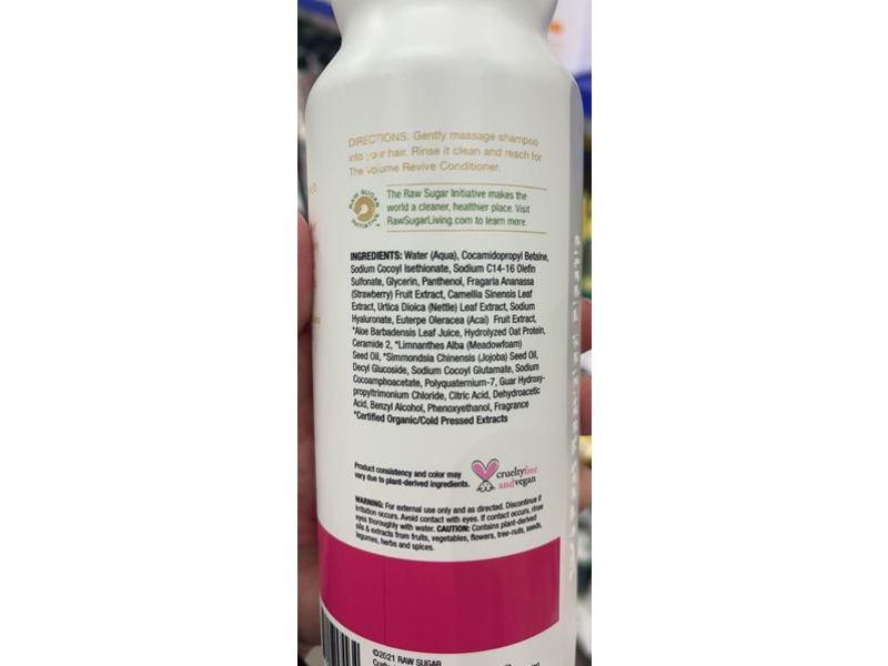 Raw Sugar The Volume Revive Shampoo, Strawberry + White Tea + Nettle, 18 fl oz/532 mL