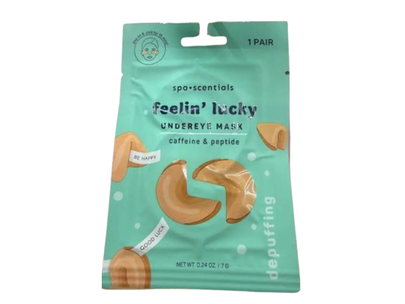 Spa Scentials Undereye Mask, Feelin' Lucky, Caffeine & Peptide, Depuffing, 0.24 oz/7 g, 1 Pair, 2 Count