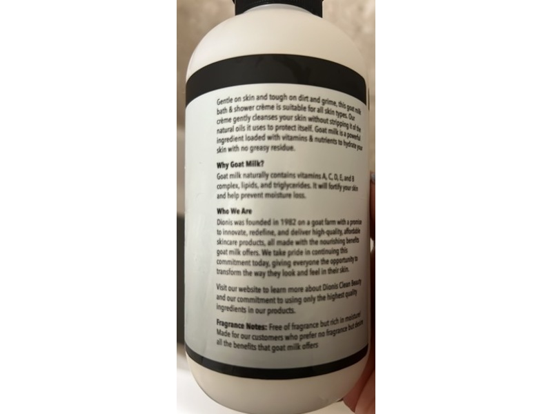 Dionis Bath & Shower Goat Milk Crème, Unscented, 14.5 fl oz/429 mL