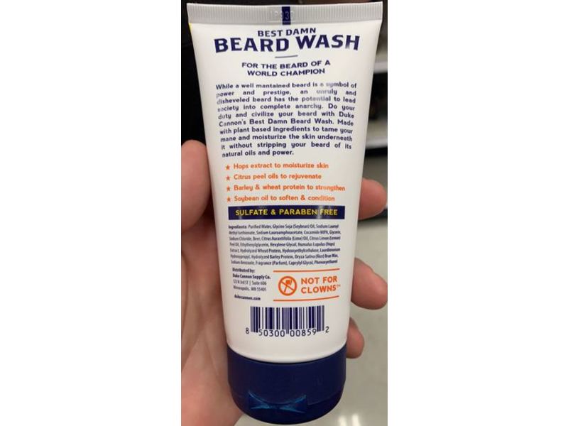 Duke Cannon Best Damn Beard Wash, Citrus Hefeweizen, 6 fl oz/177 ml