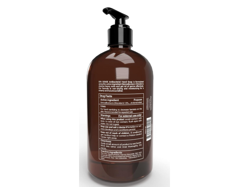 Spa Sense Antibacterial Hand Soap, Unscented, 16 fl oz/474 mL