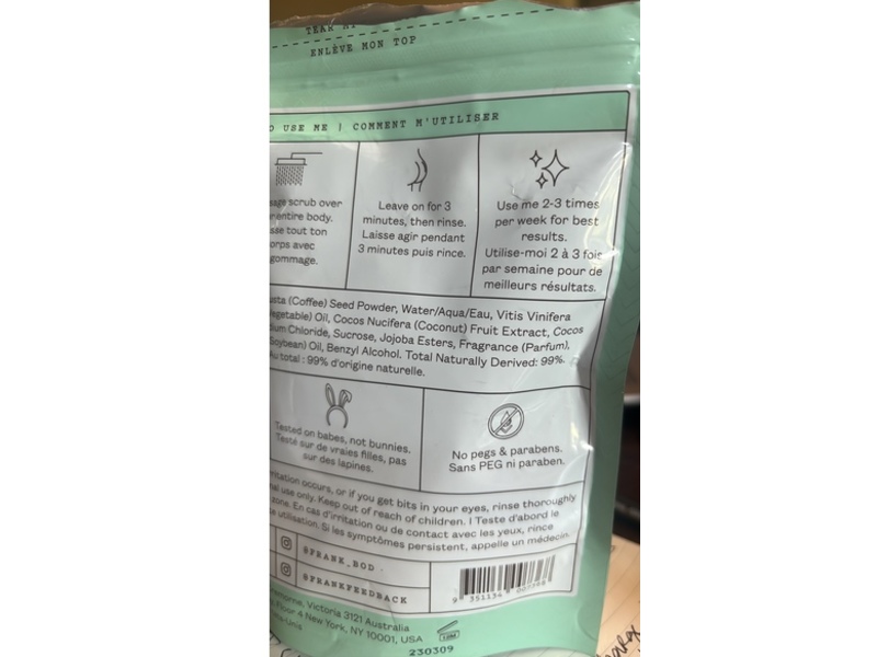 Frank Body Scrub, Coconut Coffee, 7 oz/200 g