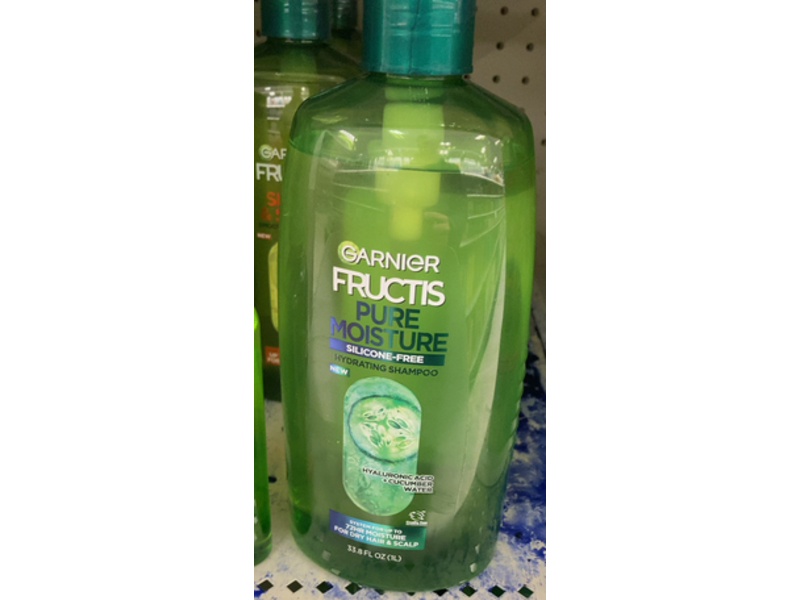 Garnier Fructis Pure Moisture Hydrating Shampoo, Hyaluronic Acid + Cucumber Water, 33.8 fl oz/1 L